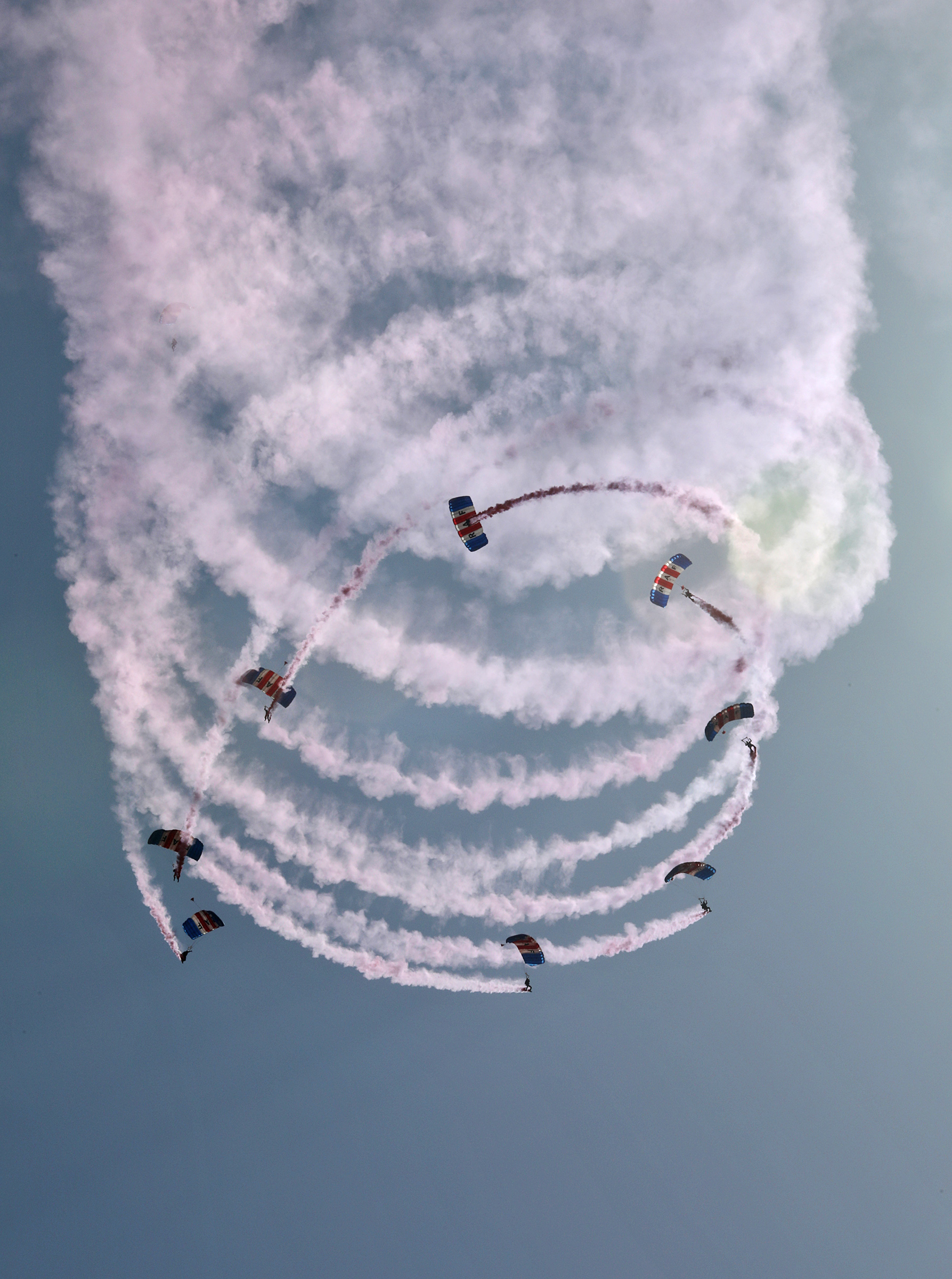 With the Royal Air Force Puma flying high in the sky, the Royal Air Force Falcons Parachute Display Team performed their spectacular aerial display in Cyprus for military personnel and their families based on the island.